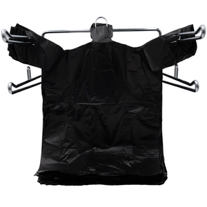 Black Unprinted HDPE T-Shirt Bags - 1/6 BBL 11.5"X6"X21" - 500 Bags - 17 microns - Black - 20020 - AssurePak