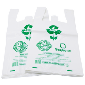 ASSUREPAK INC. - White Reusable/Eco-Friendly LDPE T-Shirt - 1/6 BBL 11.5"X6.5"X21" - 150 Bags - 101 Micron (4.0 mil) - White - WHLD40REC4MREU1221