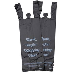 ASSUREPAK INC. - Black Printed HDPE Liquor T-Shirt Bags - 6"X4"X20" - 1000 Bags - 25 microns - Black - 6420HDBWP