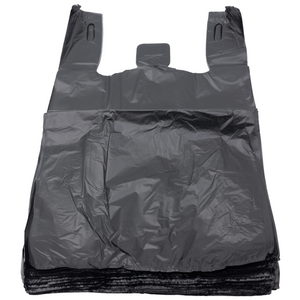 ASSUREPAK INC. - Black Unprinted HDPE T-Shirt Bags - 1/8 BBL 10"X5"X18" - 750 Bags - 16 microns - Black - 2007530