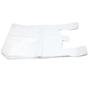 Easy Open - White Unprinted HDPE T-Shirt Bags - 1/6 BBL 11.5"X6"X21" - 1000 Bags - 15 microns - White - UN10010UP-EO - AssurePak