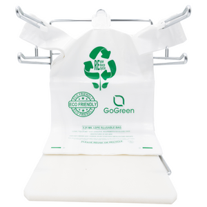White Reusable/Eco-Friendly LDPE T-Shirt - 1/6 BBL 12"X7"X22" - 150 Bags - 57 Micron (2.25 mil) - White - WHLD225MREUSE12722 - AssurePak