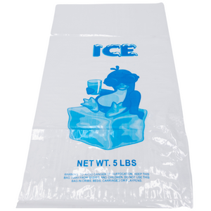 LDPE Ice Bags - 9"x18" - 1000 Bags - 1.25 mil - Clear - 5LBICELDWF - AssurePak