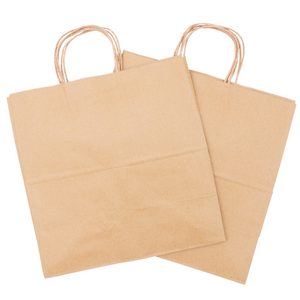 Paper Bags - Handle Bags - Kraft Color - 13"x7"x13" - 250 Bags - 74 LB Weight basis (110 GSM strong) Twisted Handle - Kraft/Natural - 13713NKPAPTHDL - AssurePak