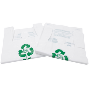 White Reusable/Eco-Friendly LDPE T-Shirt - Super Jumbo 20"x10"x36" - 100 Bags - 57 Micron (2.25 mil) - White - WHLD225MREUSE201036 - AssurePak