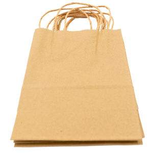 ASSUREPAK INC. - Paper Bags - Handle Bags - Kraft Color - 5.5"x3.25"x 8.375" - 250 Bags - 60 LB Weight basis (90 GSM strong). Twisted Handle. Packed in cases. - Kraft/Natural - 538NKPAPTHDL