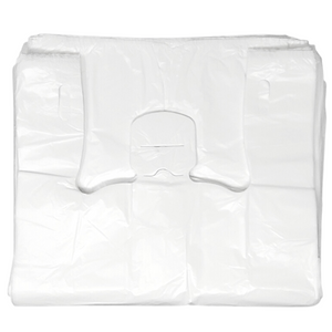 Easy Open - White Unprinted HDPE T-Shirt Bags - 1/5 BBL 13"X10"X23" - 500 Bags - 14 microns - White - P5SD100131023-EO - AssurePak