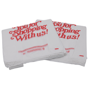 Easy Open - White 'Thank You' HDPE T-Shirt Bags - 1/6 BBL 11.5"X6"X21" - 600 Bags - 18 microns - White - 10092HDEMB-EO - AssurePak