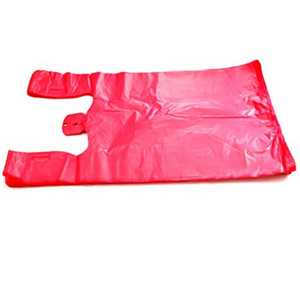 Easy Open - Colored Unprinted HDPE T-Shirt Bags - 1/6 BBL 11.5"X6"X21" - 1000 Bags - 13 microns - Red - LOOP-RED-EO - AssurePak