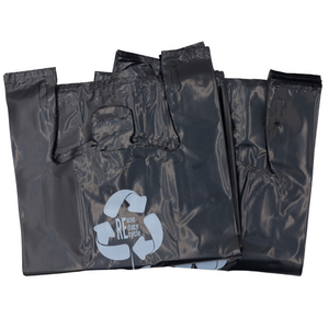 Black Reusable/Eco-Friendly LDPE T-Shirt - 1/6 BBL 11.5"X6.5"X21" - 200 Bags - 57 Micron (2.25 mil) - Black - BLKLD40REC225REUSE1221 - AssurePak