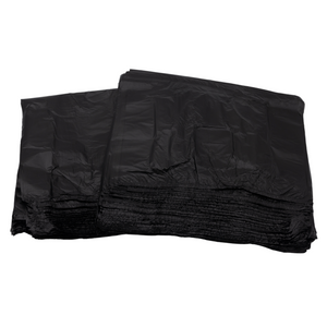 Easy Open - Black Unprinted HDPE T-Shirt Bags - 1/8 BBL 10"X5"X18" - 1000 Bags - 13 microns - Black - 20018-EO - AssurePak