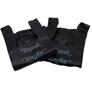 ASSUREPAK INC. - Black Printed HDPE Liquor T-Shirt Bags - 6"X4"X15" - 2000 Bags - 16 microns - Black - 6415HDBWP