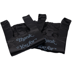 Black Printed HDPE Liquor T-Shirt Bags - 6"X4"X15" - 2000 Bags - 16 microns - Black - 6415HDBWP - AssurePak