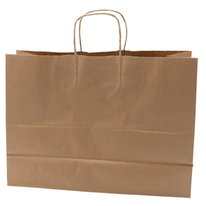 Paper Bags - Handle Bags - Kraft Color - 16"x6"x12" - 250 Bags - 74 LB Weight basis (110 GSM strong) Twisted Handle. Packed in cases. - Kraft/Natural - 16612NKPAPTHDL - AssurePak