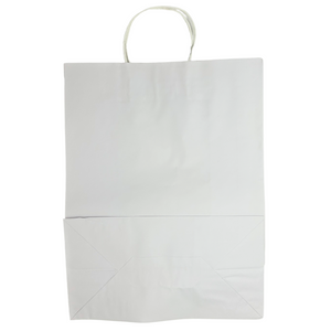 Paper Bags - Handle Bags - White Color - 10"x5"x13" - 250 Bags - 60 LB Weight basis (90 GSM strong). Twisted Handle. Packed in cases. - White Paper - 10513WHITEPAPTHDL - AssurePak