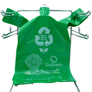 Green Reusable/Eco-Friendly LDPE T-Shirt - 1/6 BBL 12"X7"X22" - 150 Bags - 57 Micron (2.25 mil) - Green - GRNLD40REC225REU12722 - AssurePak