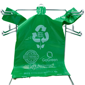 ASSUREPAK INC. - Green Reusable/Eco-Friendly LDPE T-Shirt - 1/6 BBL 12"X7"X22" - 150 Bags - 57 Micron (2.25 mil) - Green - GRNLD40REC225REU12722