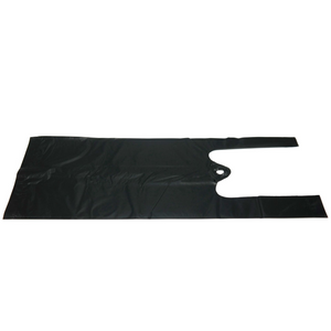 ASSUREPAK INC. - Black Unprinted HDPE T-Shirt Bags - 4"x3"x10" - 2000 Bags - 12 microns - Black - BLK4310TB