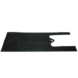 Black Unprinted HDPE T-Shirt Bags - 4"x3"x10" - 2000 Bags - 12 microns - Black - BLK4310TB - AssurePak