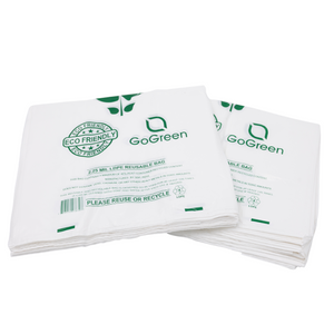 White Reusable/Eco-Friendly LDPE T-Shirt - 1/6 BBL 12"X7"X22" - 150 Bags - 57 Micron (2.25 mil) - White - WHLD40REC225REU12722 - AssurePak