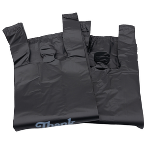 ASSUREPAK INC. - Black Printed HDPE Liquor T-Shirt Bags - 6"X4"X20" - 1000 Bags - 25 microns - Black - 6420HDBWP