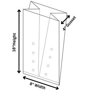ASSUREPAK INC. - Clear (Natural Color) LDPE Poly Vented Bags (With Venting Holes) - 8"x4"x18" - 1000 Bags - 0.90 mil - Clear - LDVENT8418-09M-WF