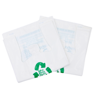 White Reusable/Eco-Friendly LDPE T-Shirt - 1/6 BBL 11.5"X6.5"X21" - 150 Bags - 101 Micron (4.0 mil) - White - WHLD40REC4MREU1221 - AssurePak