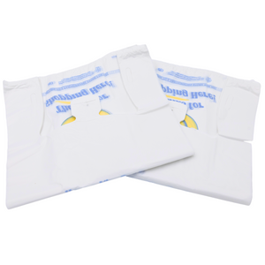Easy Open - White Happy Face/Smiley Face HDPE T-Shirt Bags - 1/6 BBL 11.5"X6"X21" - 500 Bags - 18 microns - White - 16HFACE0516-EO - AssurePak