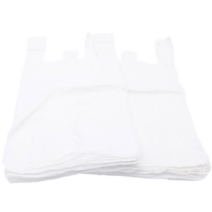 White Unprinted HDPE T-Shirt Bags - 1/6 BBL 11.5"X6"X21" - 1000 Bags - 13 microns - White - LOOP-WHITE - AssurePak