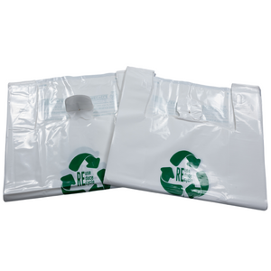 ASSUREPAK INC. - White Reusable/Eco-Friendly LDPE T-Shirt - 1/8 BBL (10"X5"X18") - 300 Bags - 57 Micron (2.25 mil) - White - WHLD40REC225REUSE10518