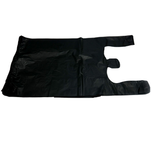 ASSUREPAK INC. - Black Unprinted HDPE T-Shirt Bags - 17"X8"X29" - 400 Bags - 18 microns - Black - 20050