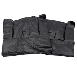 ASSUREPAK INC. - Black Unprinted HDPE T-Shirt Bags - 1/10 BBL 8"X4"X15" - 1500 Bags - 14 microns - Black - 20040