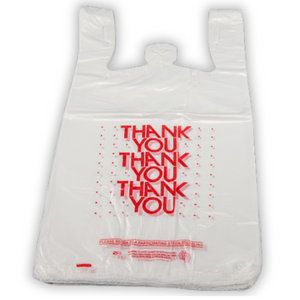 ASSUREPAK INC. - Easy Open - White 'Thank You' HDPE T-Shirt Bags - 1/6 BBL 11.5"X6"X21" - 500 Bags - 13 microns - White - 10015P500-EO