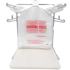 Easy Open - White 'Thank You' HDPE T-Shirt Bags - 1/8 BBL 10"X5"X18" - 1000 Bags - 13 microns - White - 10020-EO - AssurePak