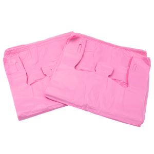 Colored Unprinted HDPE T-Shirt Bags - 1/6 BBL 11.5"X6"X21" - 1000 Bags - 13 microns - Pink - LOOP-PINK - AssurePak
