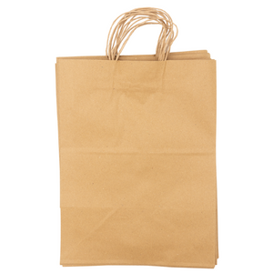 Paper Bags - Handle Bags - Kraft Color - 12"x9"x16" - 200 Bags - 74 LB Weight basis (110 GSM strong) Twisted Handle - Kraft/Natural - 12916NKPAPTHDL - AssurePak
