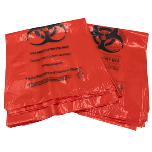 ASSUREPAK INC. - Hazardous Waste Bags - 10"x4"x24" - 200 Bags - 1.4 mil - Red - HAZWASTELD10424