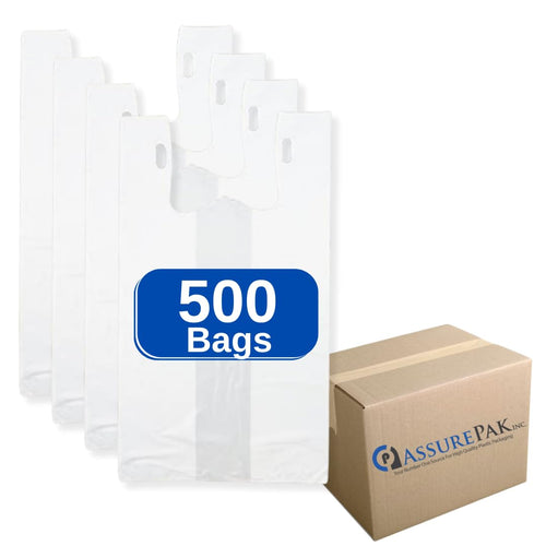 ASSUREPAK INC. - Easy Open - White Unprinted HDPE T-Shirt Bags - 1/5 BBL 13