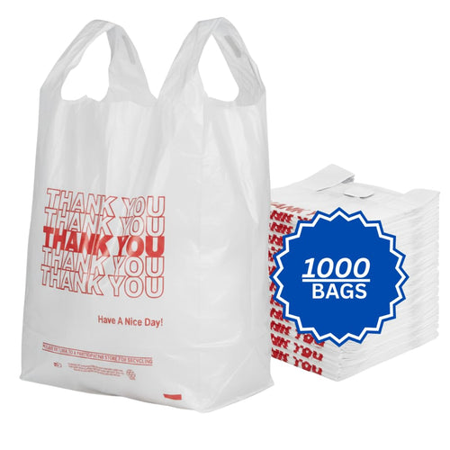ASSUREPAK INC. - White 'Thank You' HDPE T-Shirt Bags - 1/6 BBL 11.5