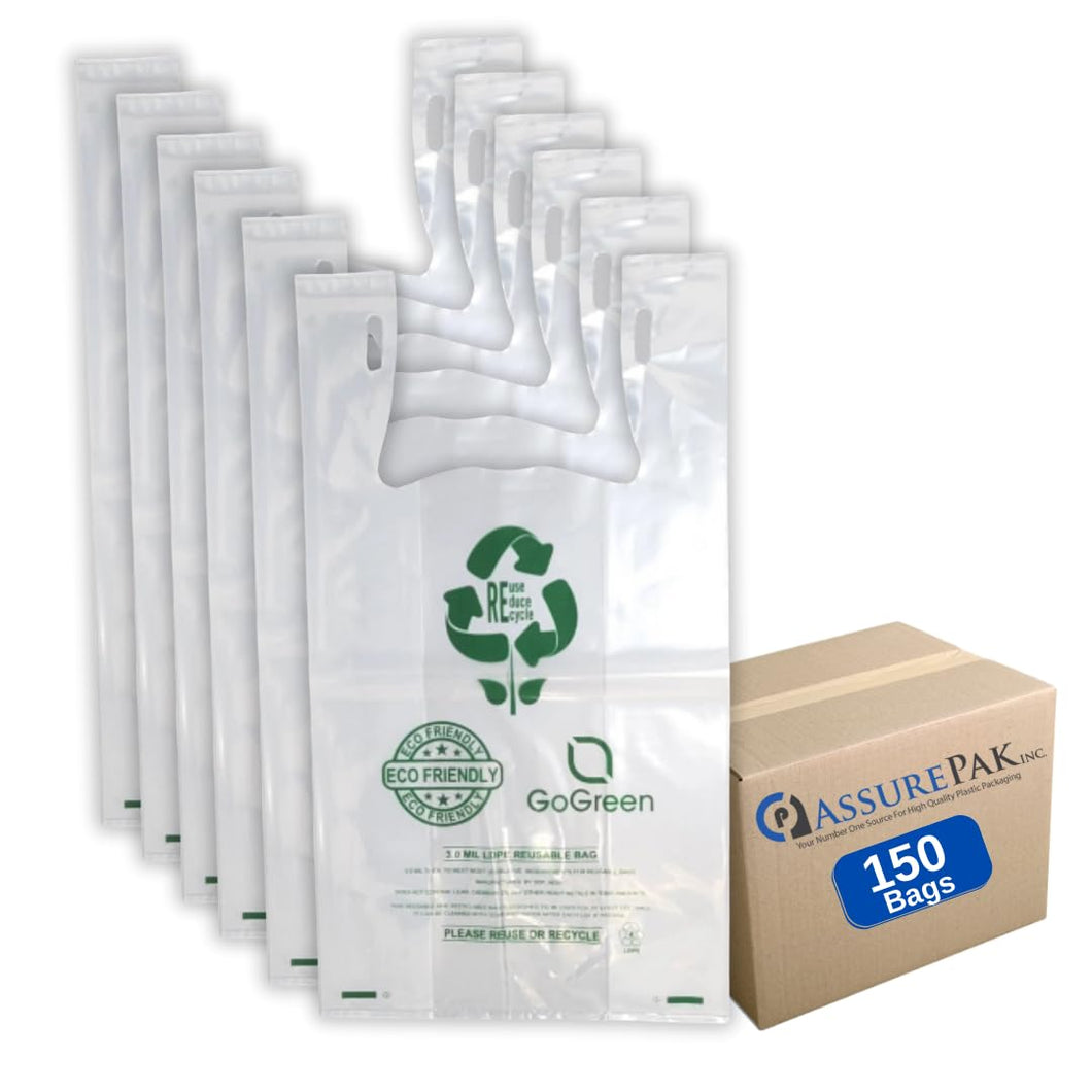 ASSUREPAK INC. - Clear Reusable/Eco-Friendly LDPE T-Shirt - 1/6 BBL 11.5