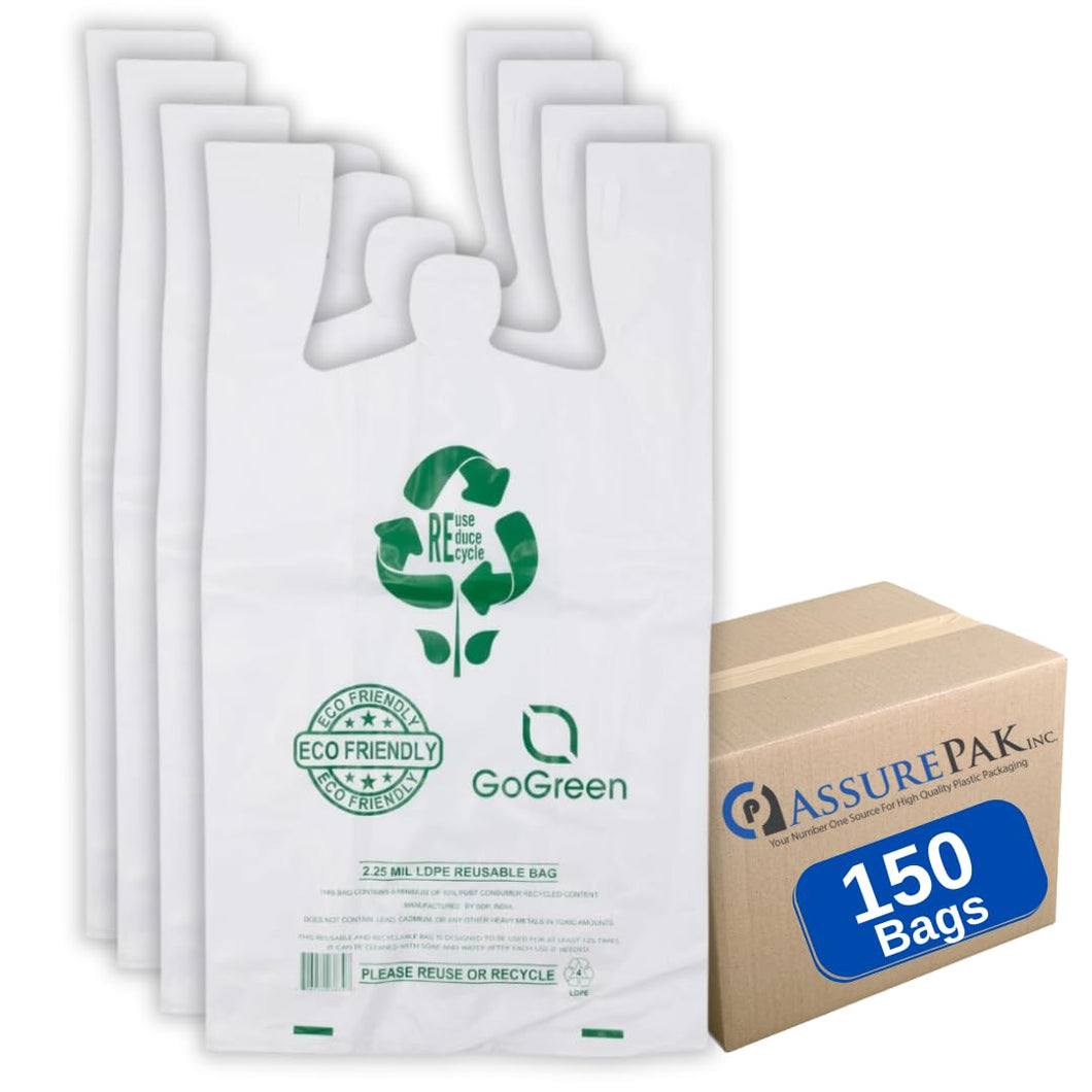 ASSUREPAK INC. - White Reusable/Eco-Friendly LDPE T-Shirt - 1/6 BBL 12