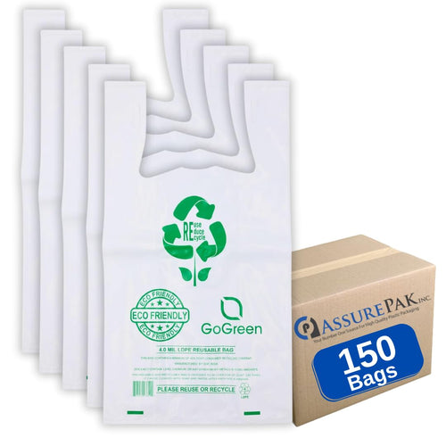 ASSUREPAK INC. - White Reusable/Eco-Friendly LDPE T-Shirt - 1/6 BBL 11.5