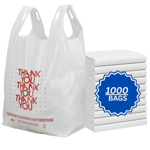 ASSUREPAK INC. - Easy Open - White 'Thank You' HDPE T-Shirt Bags - 1/6 BBL 11.5