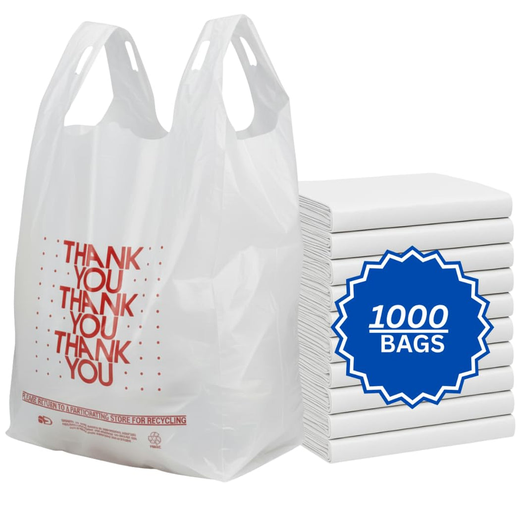 ASSUREPAK INC. - Easy Open - White 'Thank You' HDPE T-Shirt Bags - 1/6 BBL 11.5