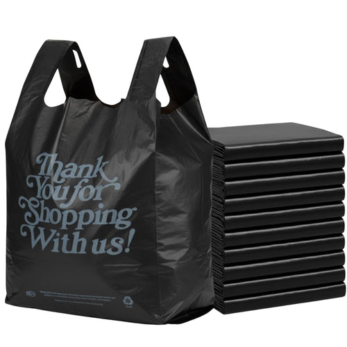 ASSUREPAK INC. - Easy Open - Black Printed HDPE T-Shirt Bags - 1/5 BBL 13