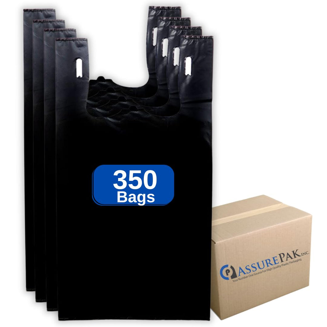 ASSUREPAK INC. - Easy Open - Black Unprinted HDPE T-Shirt Bags - 1/6 BBL 11.5