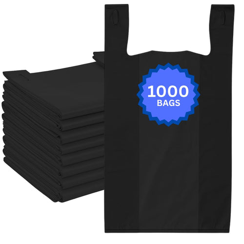 ASSUREPAK INC. - Easy Open - Black Unprinted HDPE T-Shirt Bags - 1/6 BBL 11.5