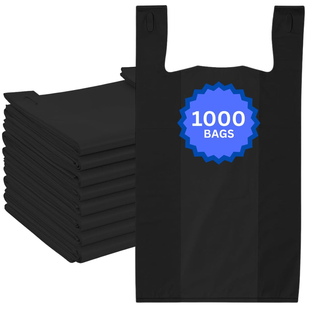 ASSUREPAK INC. - Easy Open - Black Unprinted HDPE T-Shirt Bags - 1/6 BBL 11.5