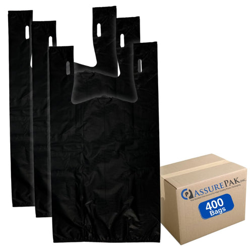 ASSUREPAK INC. - Easy Open - Black Unprinted HDPE T-Shirt Bags - 1/5 BBL 13
