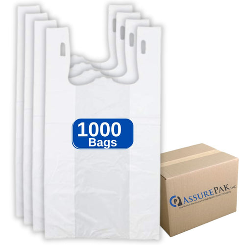 ASSUREPAK INC. - Easy Open - White Unprinted HDPE T-Shirt Bags - 1/6 BBL 11.5